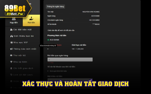 Tiến hành xác thực thanh toán đổi thưởng